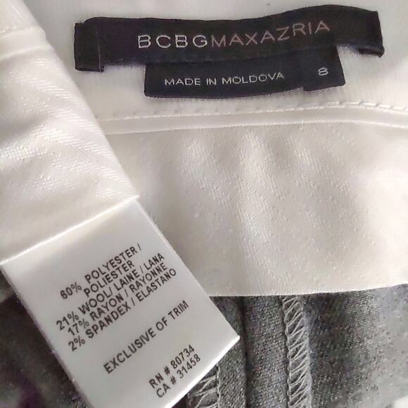 BCBG Gray Tailored Trousers Size 8 Career Dressy Low Waist Classic Work Pants - Picture 12 of 12